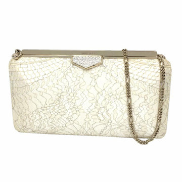 JIMMY CHOOSuper SALE  handbag 2WAY clutch bag party ELLIPSE KLZ 120011 CHAMPAGNE SPARKLY LACE J000098452001 lace white pearl x champagne  back ladies