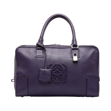 LOEWE Anagram Amazona 36 Handbag Purple Leather Women's