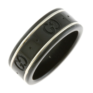 Gucci Ring Icon Thin Band Black Corundum # 9 8.5 Ladies Metal