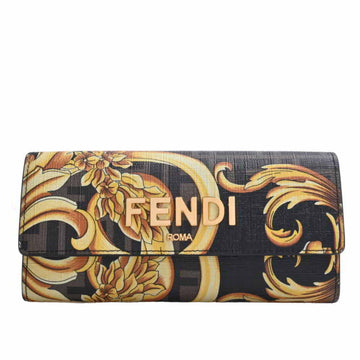 FENDI VERSACE collaboration fender chain shoulder long wallet 8M0365 black yellow