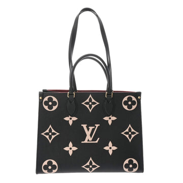 Louis Vuitton Monogram Implant On The Go MM Black Beige M45495 Women's Tote Bag