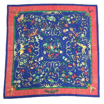 HERMES Carre 90 scarf muffler PIERRES D'ORIENT ET D'OCCIDENT red blue silk 100%