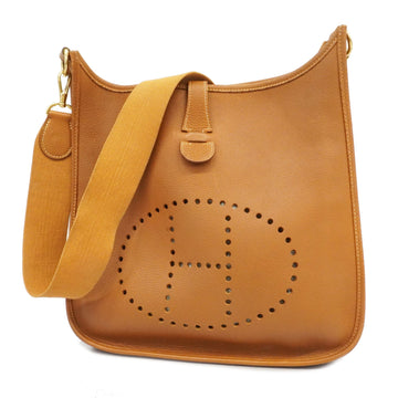 HERMESAuth  Evelyn 1  C Stamp Taurillon Clemence Leather Shoulder Bag Gold