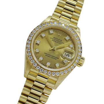 ROLEX Datejust 69138G N number ladies watch 10P diamond automatic winding AT 750YG 18K solid gold polished