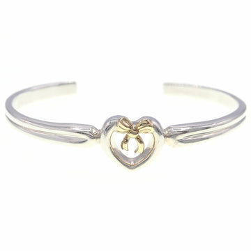 TIFFANY Bangle Heart Ribbon SV Sterling Silver 925 YG Yellow Gold Combination Bracelet Open Cuff Ladies %Co