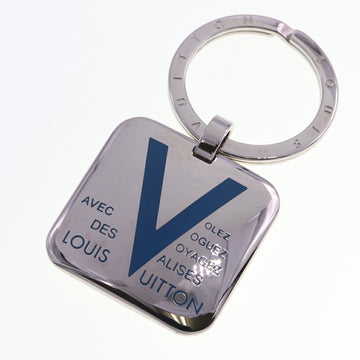 LOUIS VUITTON Keyring Voyage Keychain M66950 Silver Blue Charm Bag Women's Men's