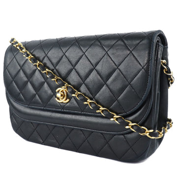 Chanel Chain Shoulder Matelasse Double Flap Lambskin Black Women's Bag