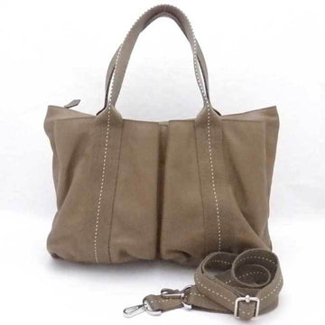 HERMES handbag shoulder bag caravan horizontal MM leather/canvas khaki unisex
