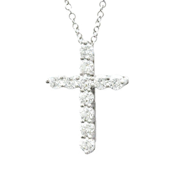 TIFFANY Small Cross Diamond Necklace Platinum Diamond Men,Women Fashion Pendant Necklace [Silver]