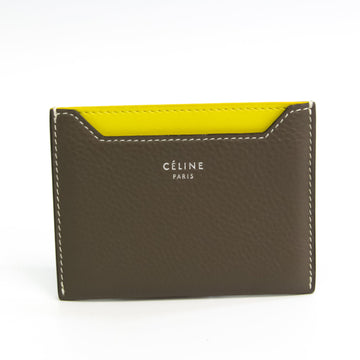 Celine Leather Card Case Khaki,Yellow