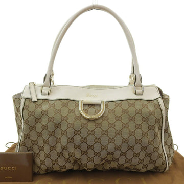 Gucci GG Canvas Tote Bag Logo Handbag Brown White 189831 002122