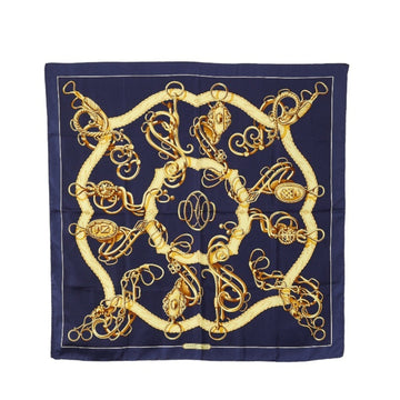 HERMES Carre 90 Lift Profile Scarf Muffler Navy Multicolor Silk Ladies