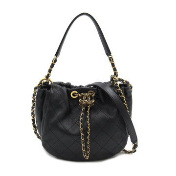 CHANEL Matelasse COCO Mark ChainShoulder Black leather