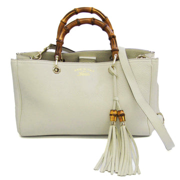 GUCCI Bamboo Shopper Medium 323660 Women's Leather,Bamboo Handbag,Shoulder Bag Off-white