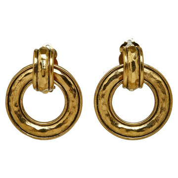 CHANEL Cocomark Hoop Earrings Gold Plated Women's