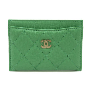 CHANEL Card Case Green Caviar Skin [Grained Calf]