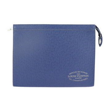 LOUIS VUITTON Pochette Voyage MM Taiga Second Bag M30399 Cobalt Clutch Handbag Card Case Storage