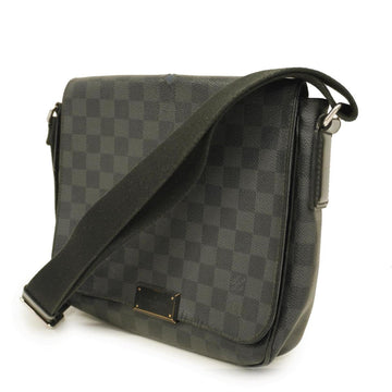 LOUIS VUITTON Shoulder Bag Damier Graphite District PM N41260 Black Men's