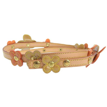 LOUIS VUITTON Vernis Flower Belt M92255 Beige/Orange 92.5cm Ladies