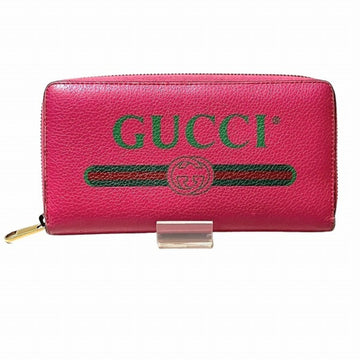 GUCCI 496317 Logo Print Round Zipper Wallet Long Men Women