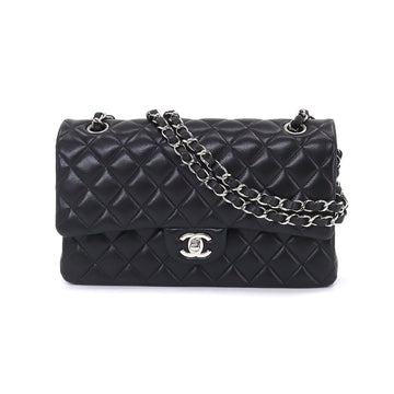 CHANEL Matelasse 25 Chain Shoulder Bag Leather Black A01112 Silver Hardware