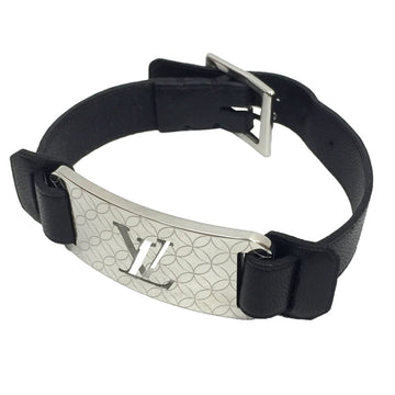 LOUIS VUITTON Leather Bracelet Brasserie Champs Elysees M65458 Black x Men's