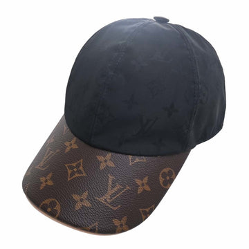 LOUIS VUITTON Polyester Silk Monogram LV Get Ready Cap #L M76529 Black Brown Women's