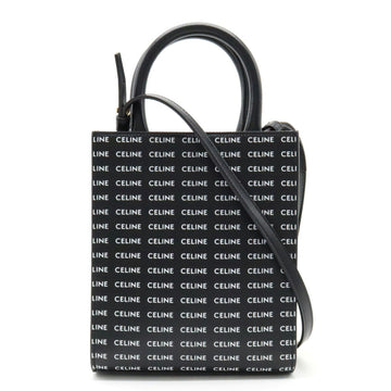 CELINE Vertical Hippo Handbag Shoulder Bag Leather Black White 194372DT2.38AW