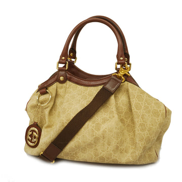 GUCCIAuth  GG Canvas Tote Bag 211944 Women's GG Canvas Handbag,Tote Bag Beige