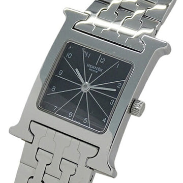 HERMES watch ladies H quartz stainless steel SS HH1.210 silver black polished