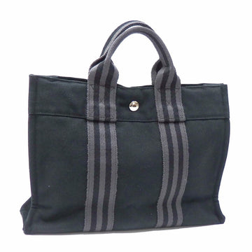 HERMES Four Toe PM Tote Bag Ladies Black Canvas  Hand