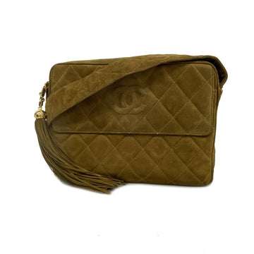 CHANEL Shoulder Bag Matelasse Suede Brown Ladies