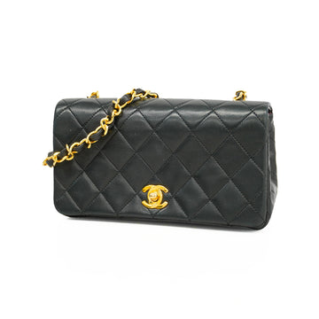 Chanel Shoulder Bag Matelasse Single Chain Lambskin Black Gold metal