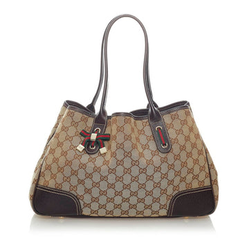 Gucci GG Canvas Sherry Line Boston Bag 163805 Beige Brown Leather Ladies GUCCI