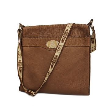 FENDIAuth  Selleria Women's Leather Shoulder Bag Brown