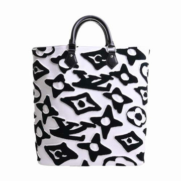 LOUIS VUITTON Monogram Tufted Hippopotamus Tote Bag Urs Fischer Collaboration Black White Leather