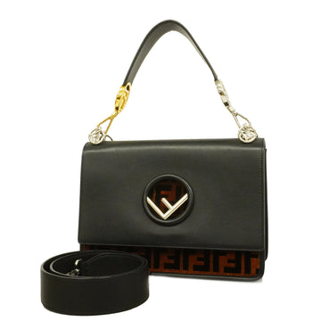 Fendi 2way Bag Zucca Canai Leather/Velour Black/Brown Silver Metal