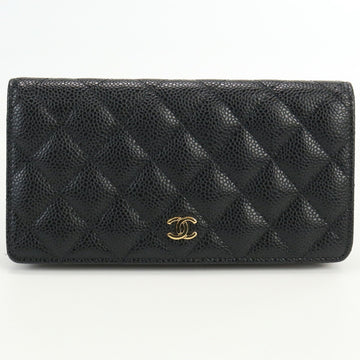 CHANEL Long Wallet Double-Fold Matelasse AP0233 with Coin Purse Women's