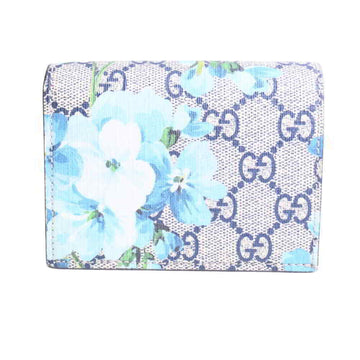 Gucci GG Blooms Folio Wallet Flower Print Beige/Blue PVC