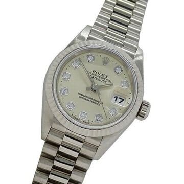 ROLEX Datejust 69179G W No. Watch Ladies 10P Diamond Automatic Winding AT 750WG 18K White Gold Polished