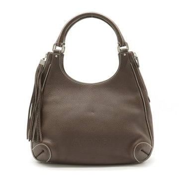 CHANEL tote bag shoulder leather brown tea A23056