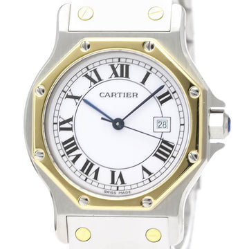 Polished CARTIER Santos Octagon 18K Gold Steel Automatic Ladies Watch BF552141