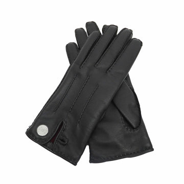 HERMES Gloves Nervule Droite Crude Cell Leather 6.5 Women's Black Genuine