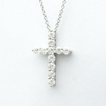 TIFFANY Small Cross Diamond Necklace Platinum Diamond Women,Men Fashion Pendant Necklace [Silver]