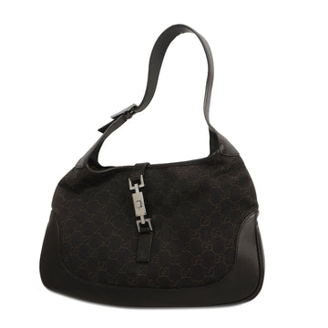 GUCCIAuth  Jackie 00963 Women's GG Canvas Shoulder Bag Dark Brown