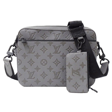 LOUIS VUITTON Monogram Shadow Men's Shoulder Bag Calf Leather Trio Gray M46603