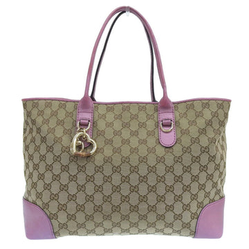 GUCCI tote bag handbag GG canvas leather beige pink 269956 520981
