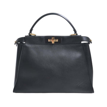 FENDI Leather Peekaboo Handbag 8BN290 Black Ladies