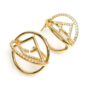 FENDI Earrings Fizu Metal/Rhinestone Gold Women's 8AH982