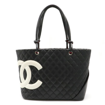 Seal Chanel Cambon Line Coco Mark Large Tote Shoulder Bag Soft Calf Black White A25169